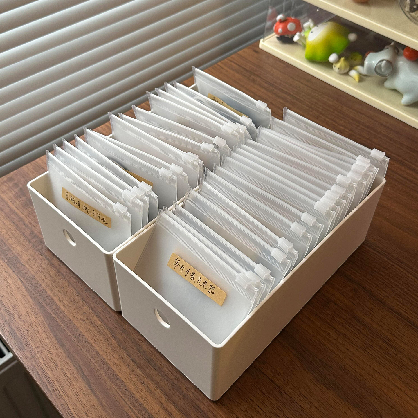 【数据线收纳神器！】桌面数据线收纳盒充电线整理集理线器磨砂袋