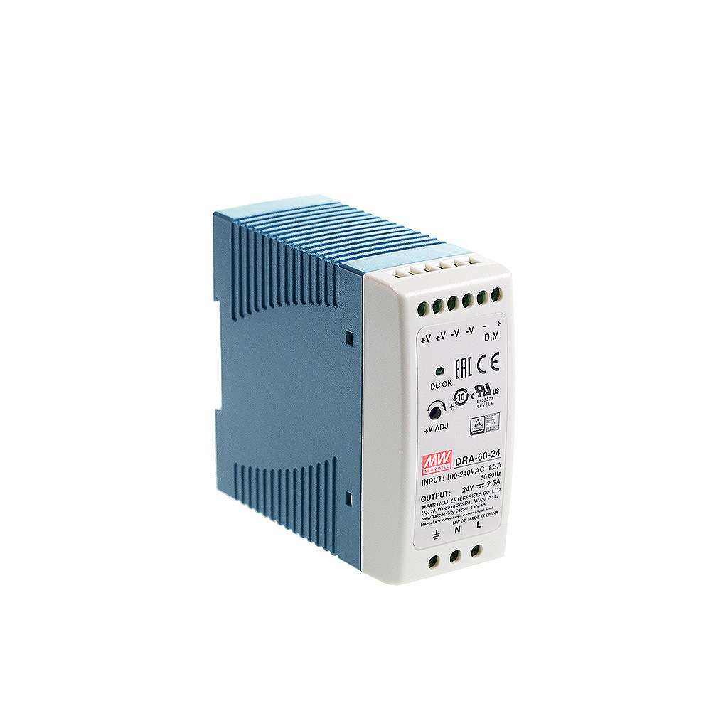 明纬导轨电源 DRA-60-24 60W 24V2.5A 电流在线可调