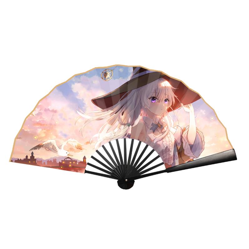 新款魔女之旅扇子动漫周边伊蕾娜芙兰扫帚折扇10寸绢布扇子定制