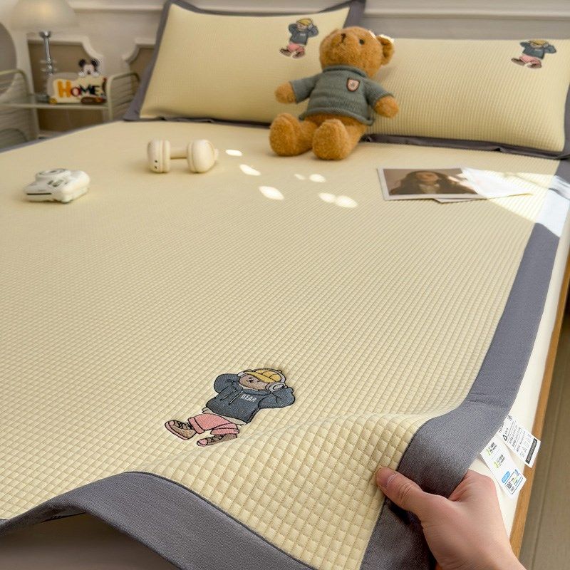 2025新款乙纶冰豆豆凉席三件套可折叠空调席冰丝席防滑床笠款可爱,床上用品,冰丝席,淘宝优惠券,粉丝福利购,淘宝优惠卷