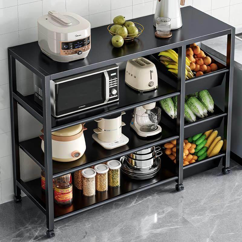 厨房多功能蔬菜篮子置物架落地多层微波炉锅具收纳架家用储物货架,厨房/烹饪用具,微波炉置物架,淘宝优惠券,粉丝福利购,淘宝优惠卷