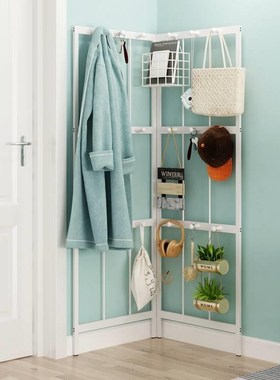 TOZ轻奢不占地新品折叠挂衣架靠墙省空间地白色转角衣帽架多功能