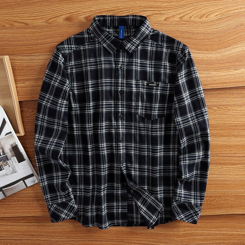 美式复古格子衬衫k男长袖宽松春秋百搭上衣高级感潮流外贸休闲衬,男装,衬衫,淘宝优惠券,粉丝福利购,淘宝优惠卷
