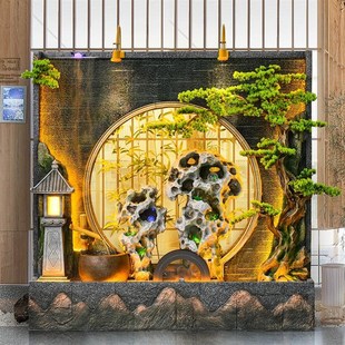 大型循环水客厅摆件太湖石落地水幕墙风别墅花园造景流水屏办公室