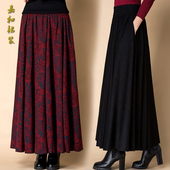 复古印花半身长裙女高腰大摆跳舞裙女大码 2021春秋季 新款 半身裙子
