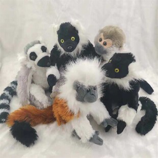 金丝猴环尾狐猴僧帽猴原狐猴弥猴红毛狐猴银背黑猩猩公仔毛绒玩具