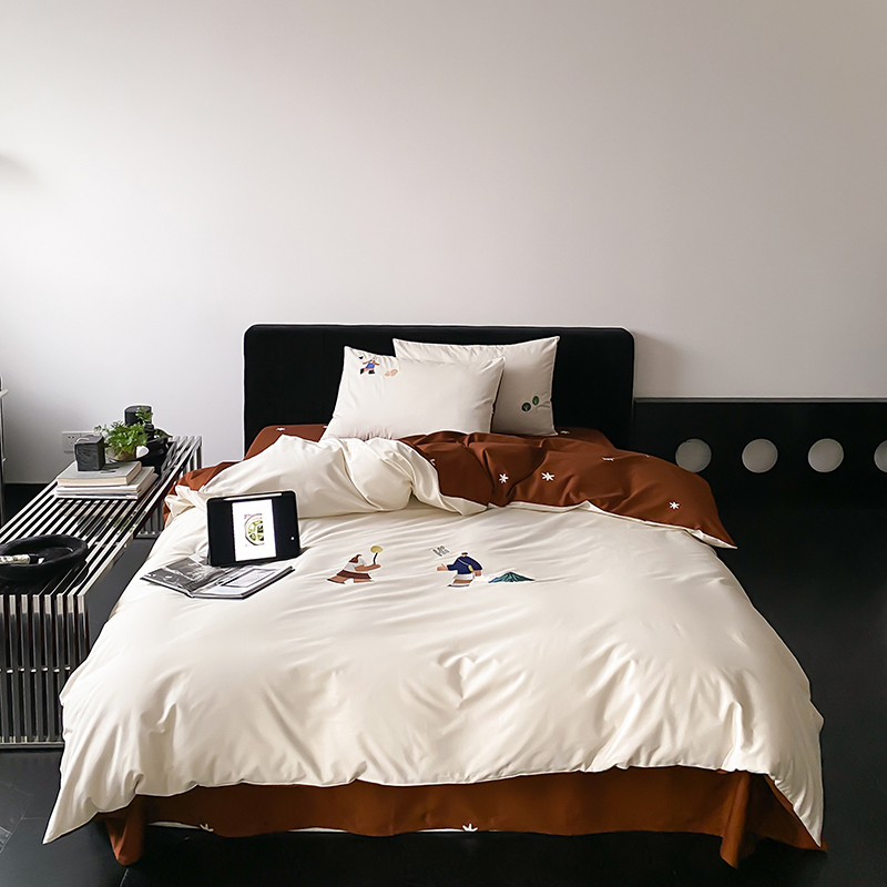 100s数码印花卡通磨毛四件套床单K床笠全棉长绒棉亲肤床品