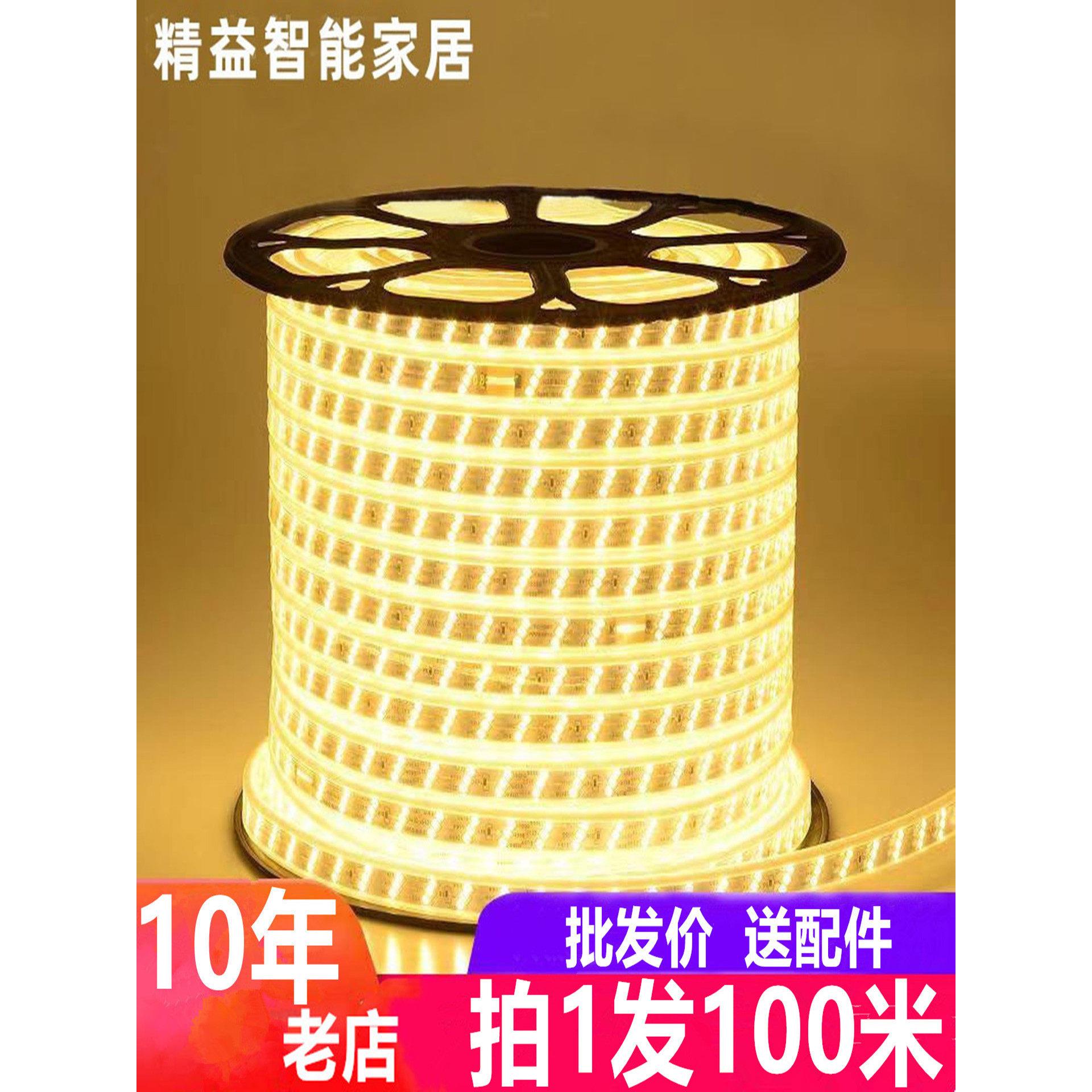 led灯带灯条工程特亮家用吊顶灯槽整卷100米220V户外防水灯带灯条