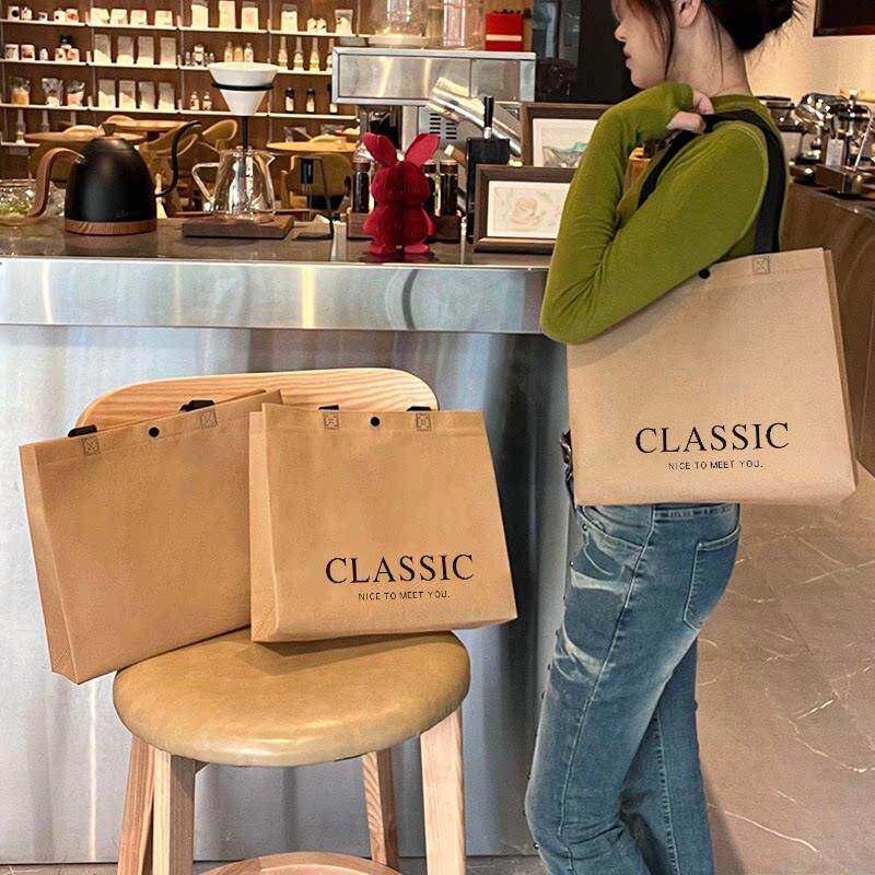 摩卡无纺布服装店环保手提袋购物可肩背礼品女装衣服打包定制