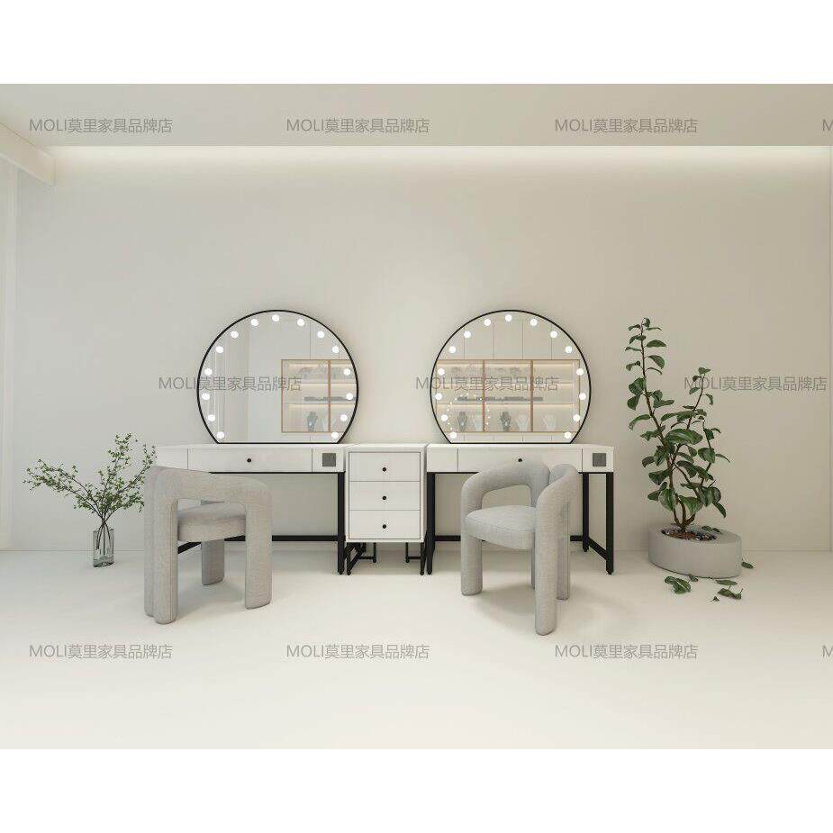照相馆带灯化妆台专业店用网红婚纱大理石化妆台桌美容院化妆师专
