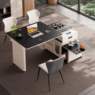 家用小户型桌椅组合岩板茶餐桌一体岛台阳台伸缩折叠旋转移动茶台