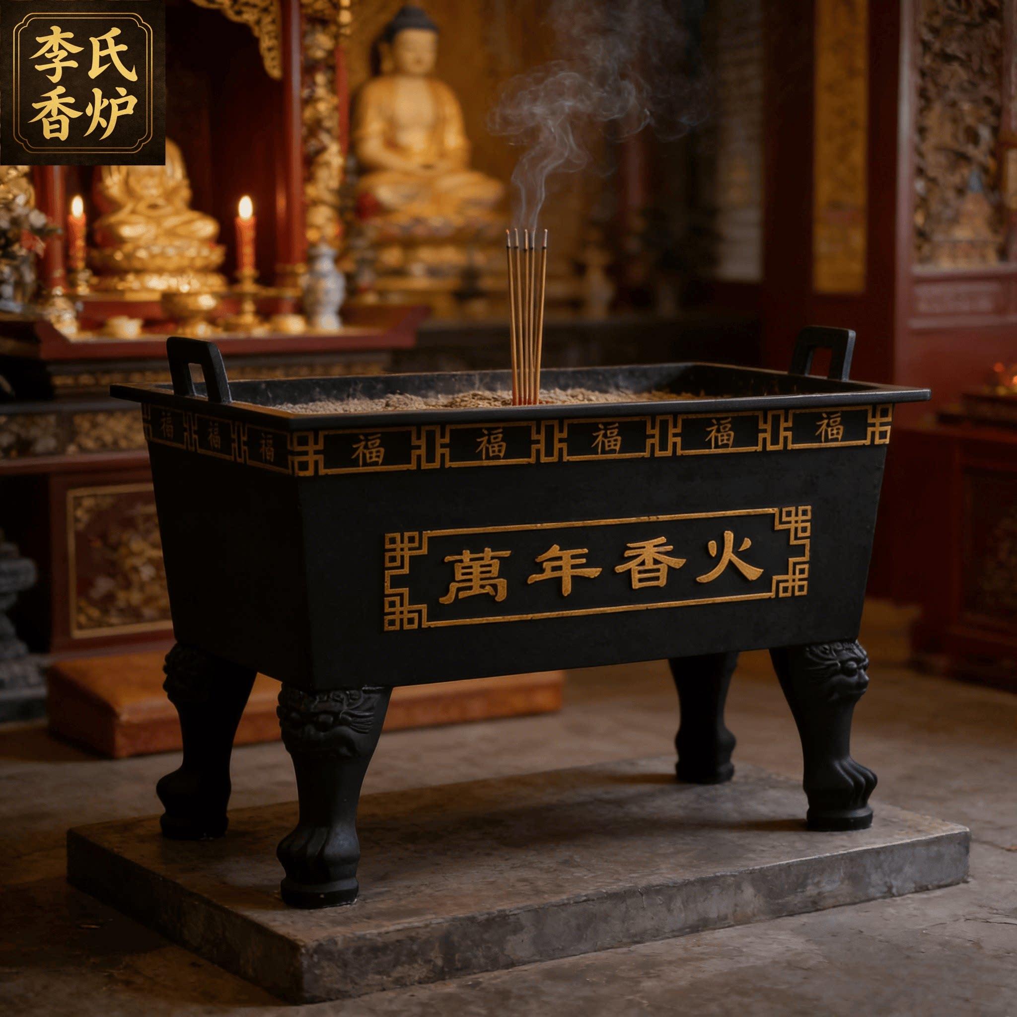 寺庙大型铸铁镀锌板合制大香炉祠堂道观长方形插香室内外家用烧香