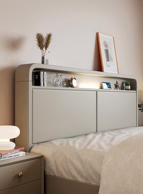 斯堪的纳维亚实木床简单现代可及豪华灰色实木高箱储物1.8米经济