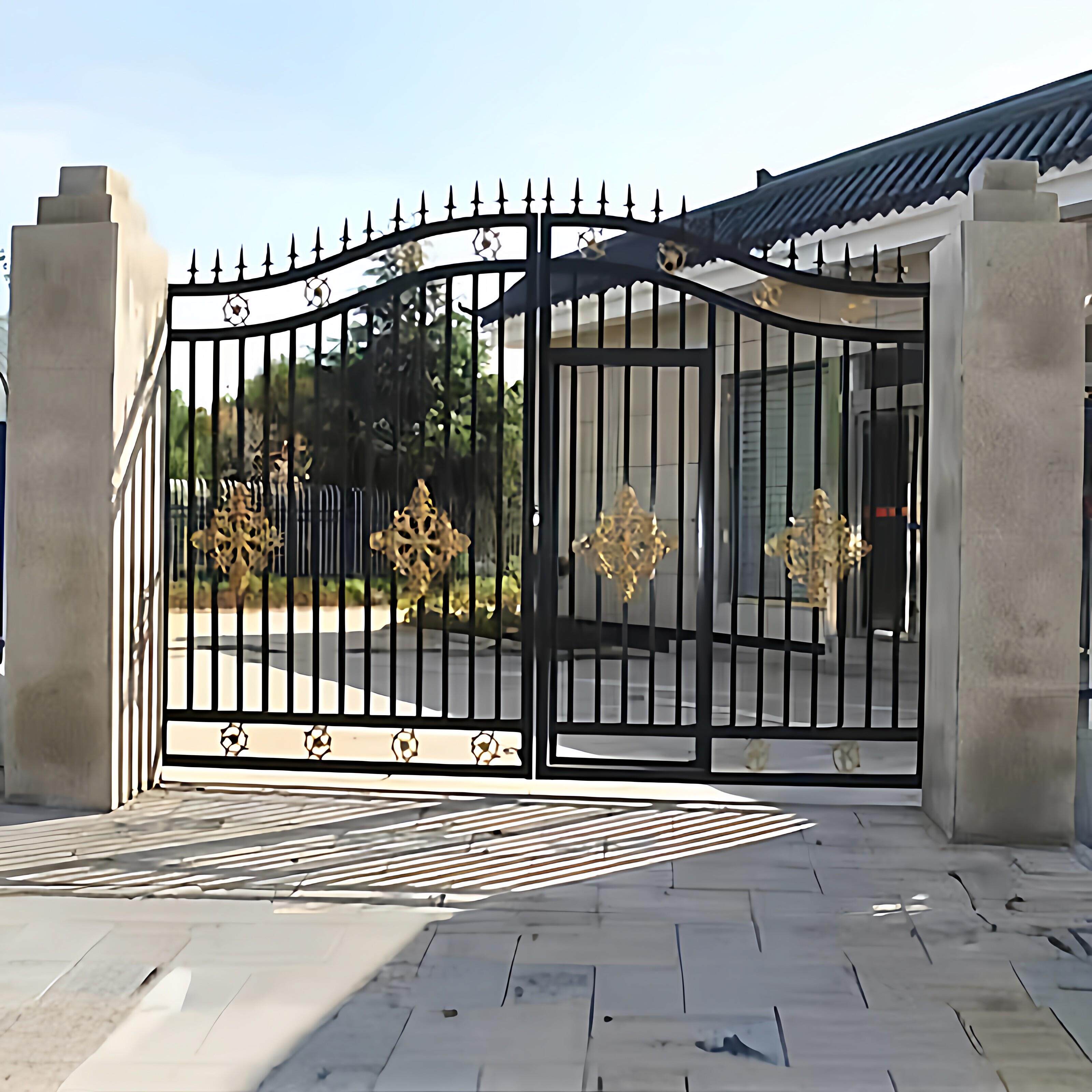 铁艺大门庭院门花园别墅大门双门围墙乡村家用农村自建院子铁门
