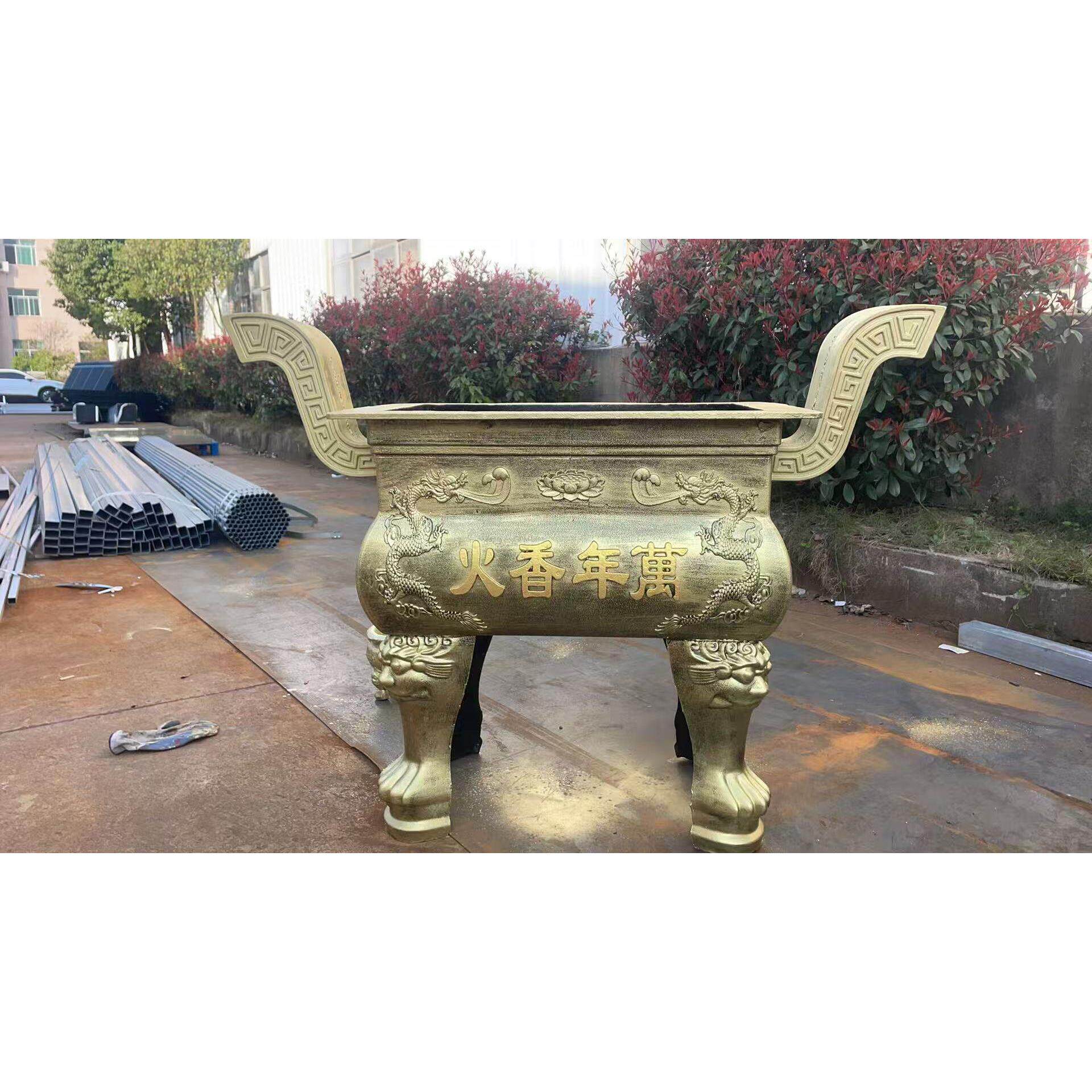寺庙长方形铸铁香炉鼎宗祠道观风景区佛堂祠堂烧纸插香大型香炉