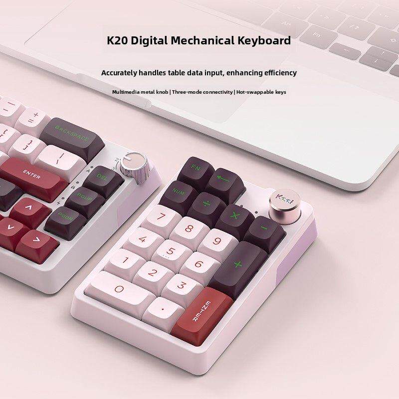 珂芝K20无线蓝牙三模小数字机械键盘RGB热插拔便携财务计算器办公