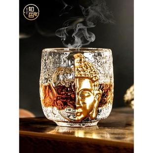 网红一念之间水晶玻璃杯女主人杯单杯小佛头茶杯琉璃佛魔杯高颜值