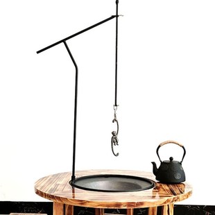 吊架茶室围炉煮茶台式自在钩茶壶架日式桌面茶室挂钩铸铁中式悬挂