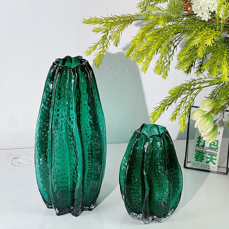 不规则高端艺术玻璃透明水养花瓶摆件客厅插花电视柜杨桃装饰品