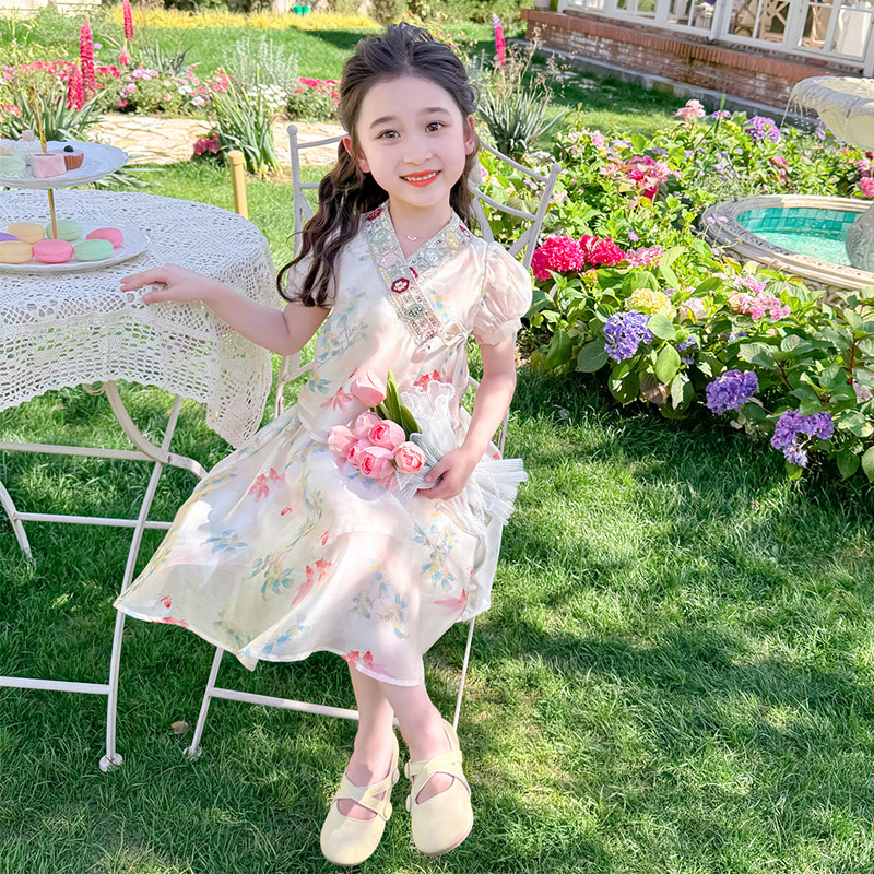 汉服女童夏装套装2024新款连衣裙儿童装民族风夏季女宝宝公主裙子