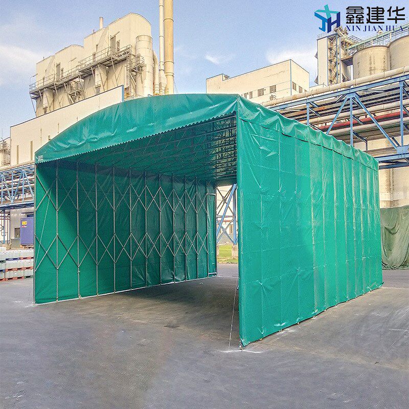 郑州大型推拉篷雨蓬遮阳棚户外仓库伸缩式移动遮雨棚电动活动棚