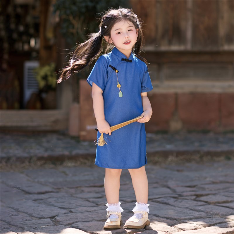 汉服女童夏季2025新款儿童新中式民国风旗袍裙女孩古风薄款连衣裙
