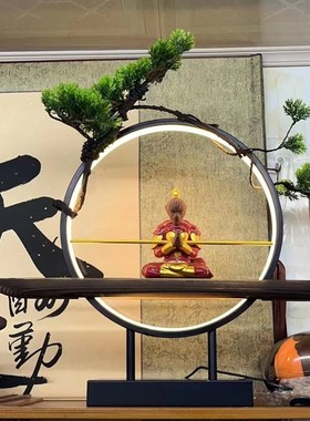 新中式禅意摆件灯圈小夜灯家居装饰品客厅办公室桌面创意开业礼品