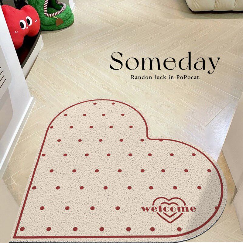 爱心入户地垫2024新款丝u圈结婚脚垫大门口防滑可裁剪耐脏进门地