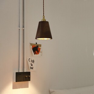 黑胡桃木吊灯复古餐厅餐桌吧台岛台茶室北欧日式 创意过道玄关灯具