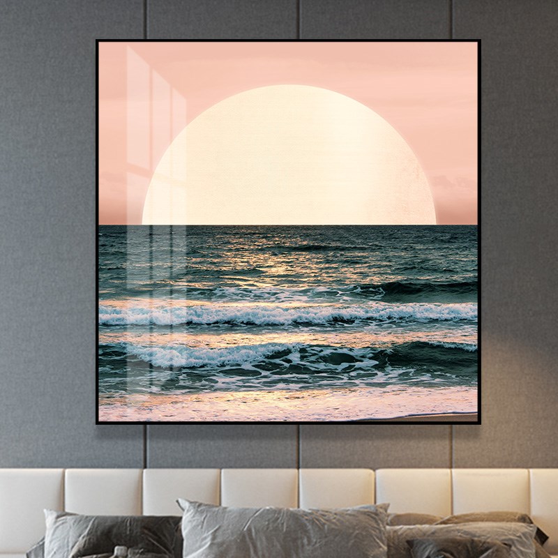 日出海景大海装饰画卧室床头背景墙壁画北欧单幅客厅房间寝室挂画