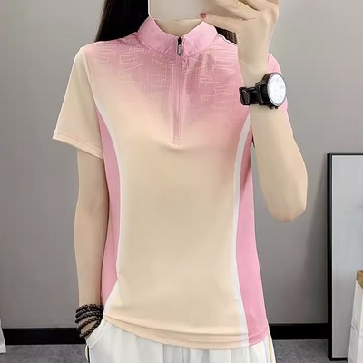 夏季冰丝速干衣女短袖T恤户外轻薄防晒透气运动跑步徒步快干上衣