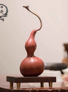 铜葫芦摆件新中式福禄寿财喜礼品手工艺品客厅办公室玄关柜装饰品