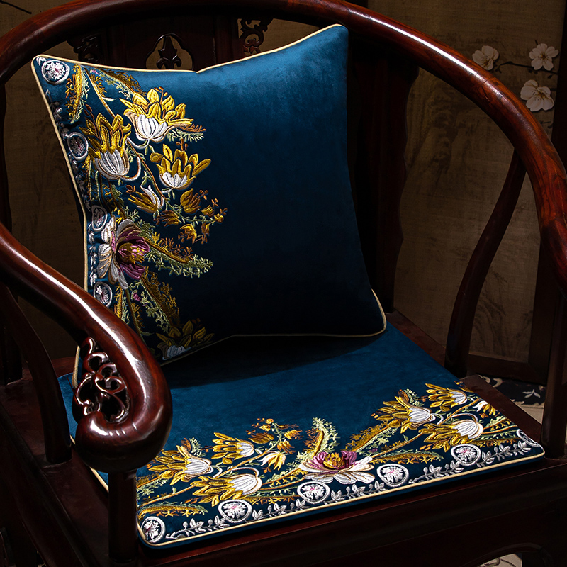 新中式椅垫客厅红l木沙发垫坐垫新古典实木家具圈椅餐椅垫太师椅
