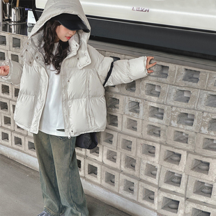 女童短版羽绒衣2023新款洋派冬季女孩棉服加厚韩版儿童冬装外套潮