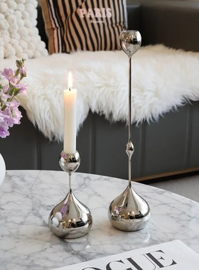 轻奢水滴金属烛台家用客厅高档餐桌烛光晚餐网红北欧浪漫装饰摆件