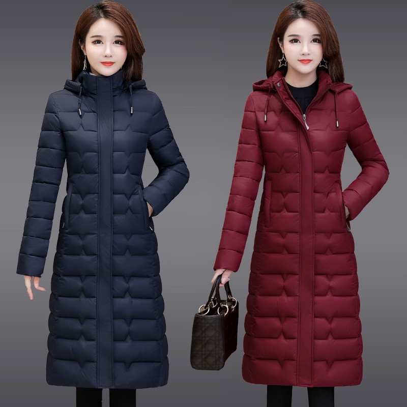 中老年轻薄款羽绒棉衣女中长款过膝棉服女2021新款棉袄女冬装外套