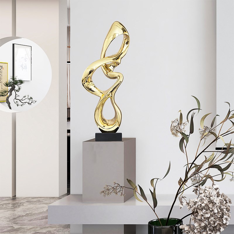 现代轻奢酒店大堂摆件会所玄关过道抽象客厅电视柜落地雕塑艺术品