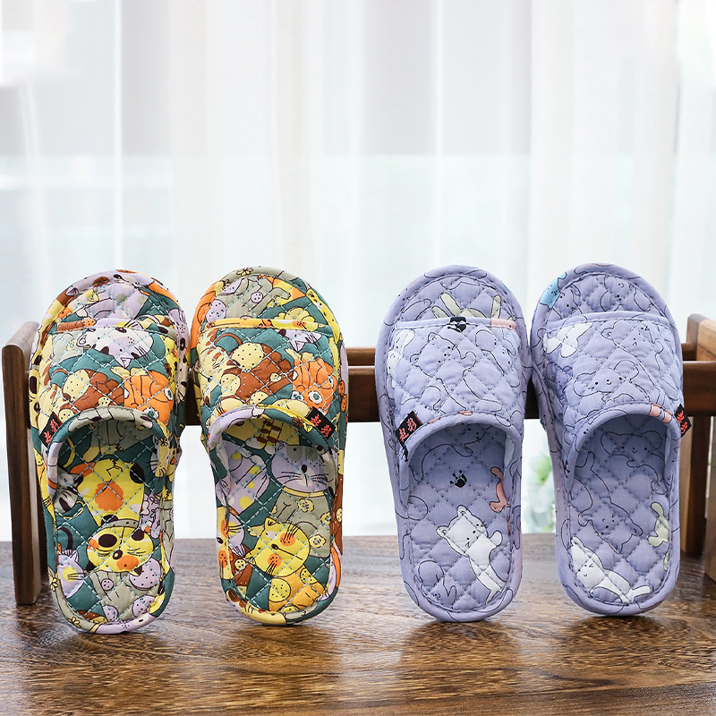 2021新款儿童纯棉女童男童布底拖鞋家居静音木地板地砖软底卧室拖