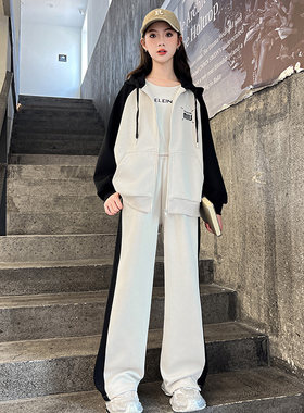 女大童套装春秋款2024新款洋气女孩子秋天外套女童秋装网红儿童装