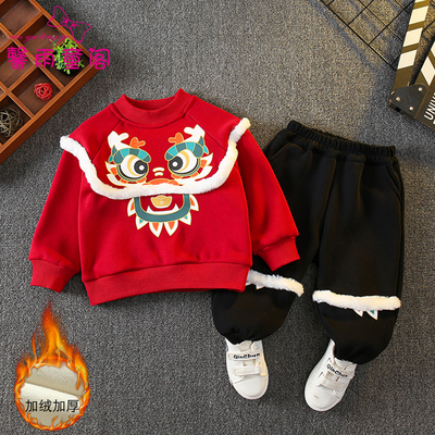 拜年服男童喜庆过年衣服龙年儿童汉服中国风新年唐装宝宝周岁礼服