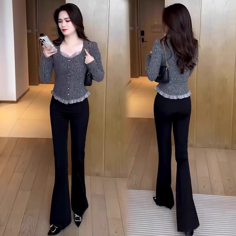 灰色长袖T恤女春秋季2025新款设计感小众短款修身显瘦打底衫上衣