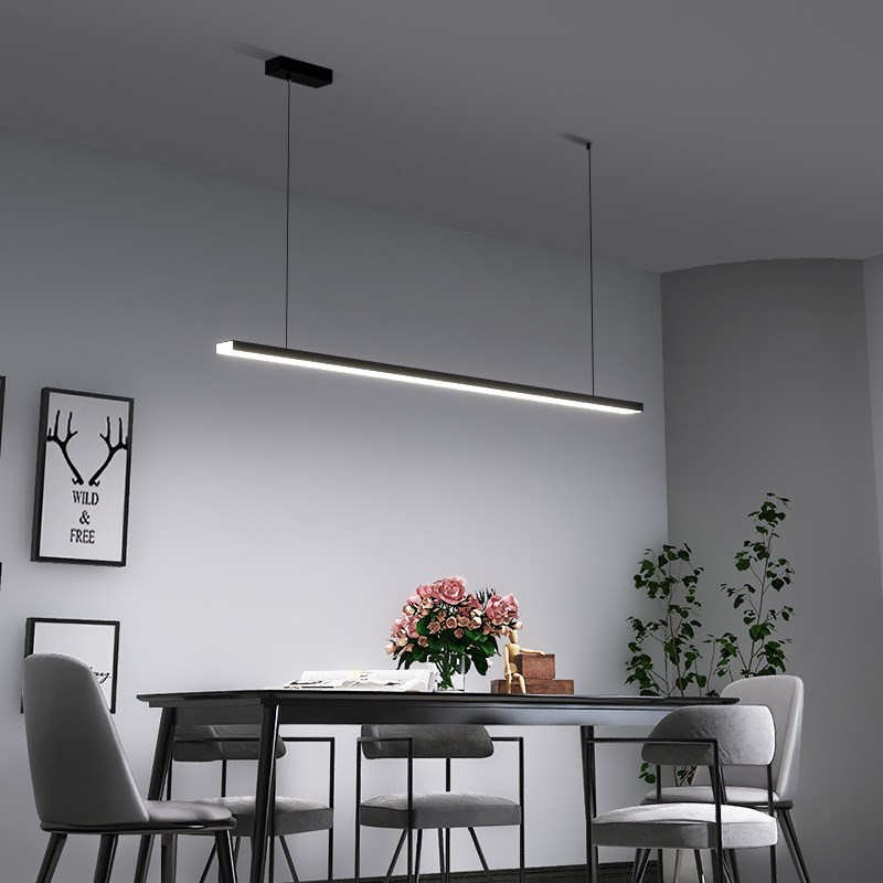 餐厅吊灯意式极简设计餐厅一字吊灯现代简约一字长条办公室吧台灯