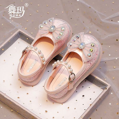 女童鞋子儿童公主小皮鞋2024新款春秋款小女孩软底秋季软底水晶鞋