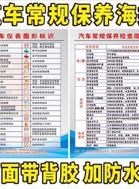 汽车仪表图识墙贴l纸汽修厂贴纸汽车保养维护挂图宣传海报装饰画