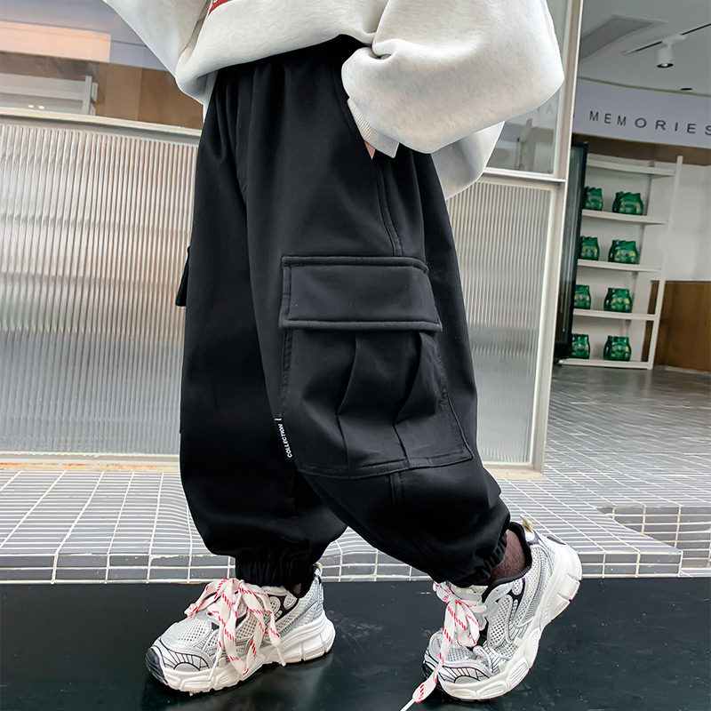 男童冬装裤子2023新款韩版儿童秋冬G加绒加厚工装裤男孩冬季一体