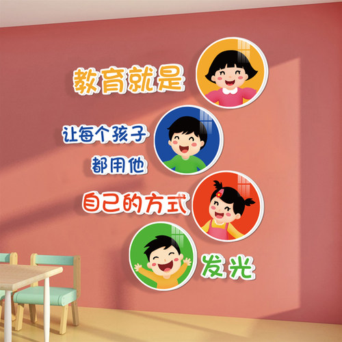 幼儿园墙面装饰文化墙贴办园理念环创主题M墙设计托育管班大厅形