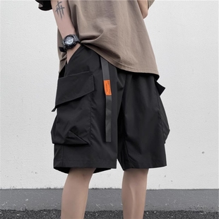 夏季 薄款 5五分裤 短裤 男款 男士 美式 机能黑色工装 宽松休闲男生中裤