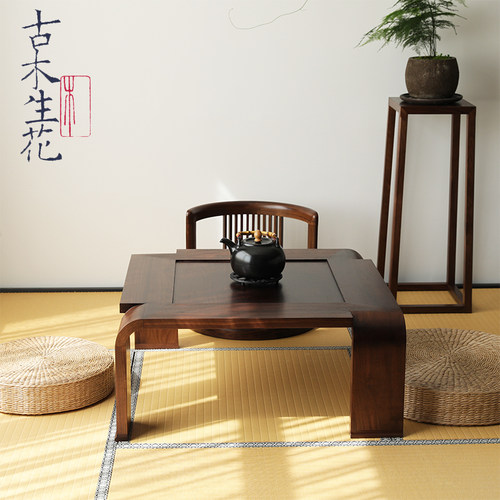 日式榻榻米茶几全实木飘窗桌禅意中式炕桌原木矮桌子窗台小方桌