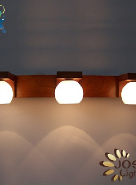 简约现代ledg木质灯具中式客厅卧室床头灯墙壁灯卫生间实木镜前灯