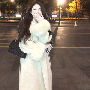 毛茸茸呢子大衣女秋冬款高级感超好看G中长款收腰韩版气质毛呢外